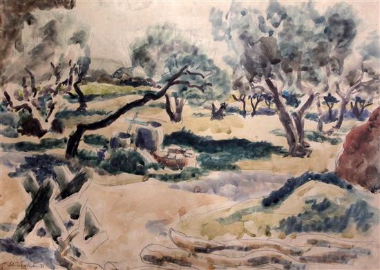 § Julian Trevelyan (1910-1989) Study of an olive grove 14.5 x 21.5in.